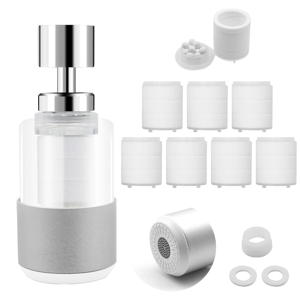 Skiennix Longlasting Sink Faucet Water Filter - 360° Rotating Dual Function Sprayer | 8 Extra Filters Included