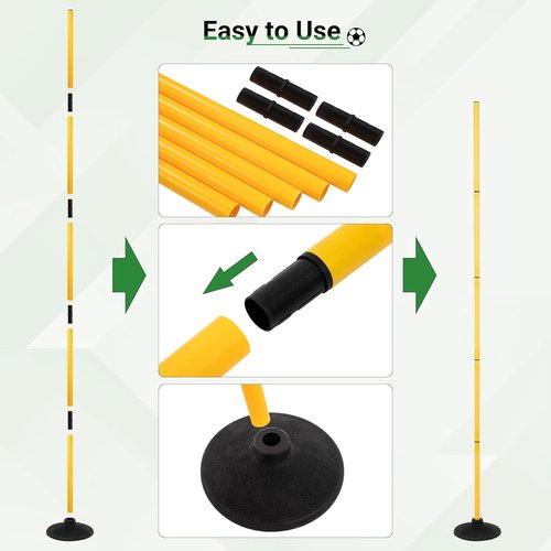 Neoaider 6 FT Agility Poles - Versatile Training Equipment for Soccer, Basketball, Football | 4/6/8/10 Pack with Rubber Bases