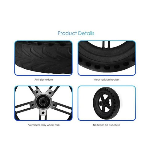 Electric Scooter Rear Wheel,Scooter Rear Wheel Assembly 8.5in Wheel Scooter Solid Tire Wheel Hub 110mm Brake Disk Electric Scooter Upgrade Parts