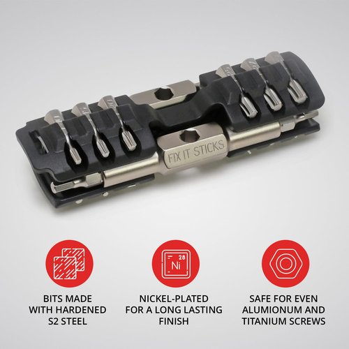 Prestacycle Fixit Sticks Pro Hex Bit Driver Set, Compact T-Handle Ratcheting Tool Kit w/18 Replaceable Bits for Bikes & Repairs - Fix It Sticks Accessories, All-in-One Toolkit