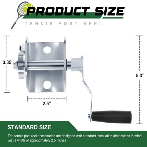 Zonon Hand Crank Tensioner Iron Tennis Post Reel Hand Crank Tensioning Device Tennis Post Winder Accessories with Long Detachable Handle for Outdoor Volleyball Badminton Pole Net