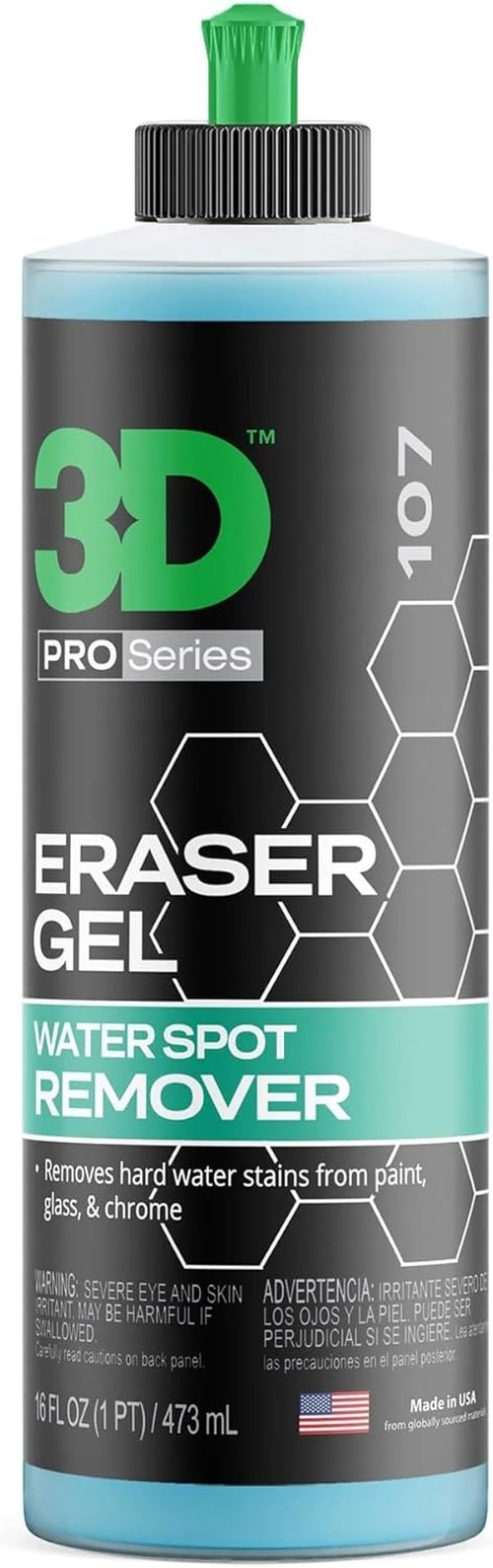 3D Eraser Gel Water Spot Remover - Acidic Formula for Hard Water Spots & Mineral Deposits - 16 oz