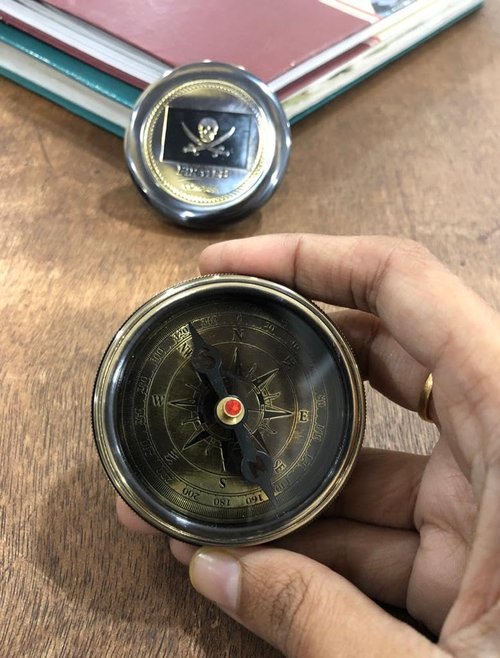 Brass Compass Pirates of Caribbean Jack Sparrow Pocket Antique Gift Free Embossed Leather Case Personalized Compass Engraved, Gift for Baptism, Confirmation, Graduation, Anniversary