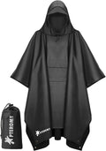 PTEROMY 3-in-1 Hooded Rain Poncho - Waterproof Lightweight Unisex Raincoat for Hiking & Camping