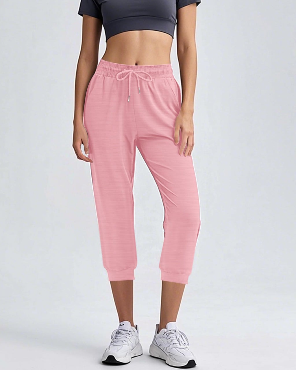 Taiyin 5 Pack Women's Ultra Soft Lounge Capri Joggers Sweatpants with Pockets for Athletic Running Yoga Workout Lounge Pants (L)