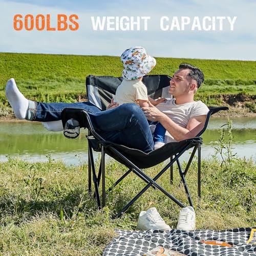 Portal Oversized Folding Camping Chair - Heavy Duty XXL Support 600 lbs - 1 Pack