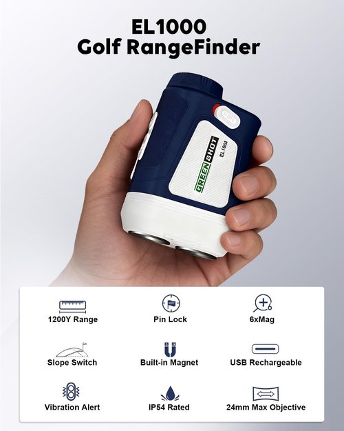 Golf Range Finder with Slope | 1200 Yards, 6X Magnification, Magnetic, Rechargeable - Perfect for Men