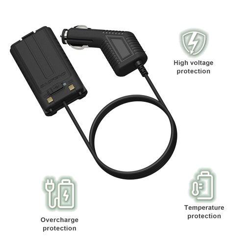 2 Pack BAOFENG UV-5RH Pro GPS Battery Eliminator Car Charger 12-24V for GM-5RH GMRS Radio Replacement K5Plus Two Way Radio Battery