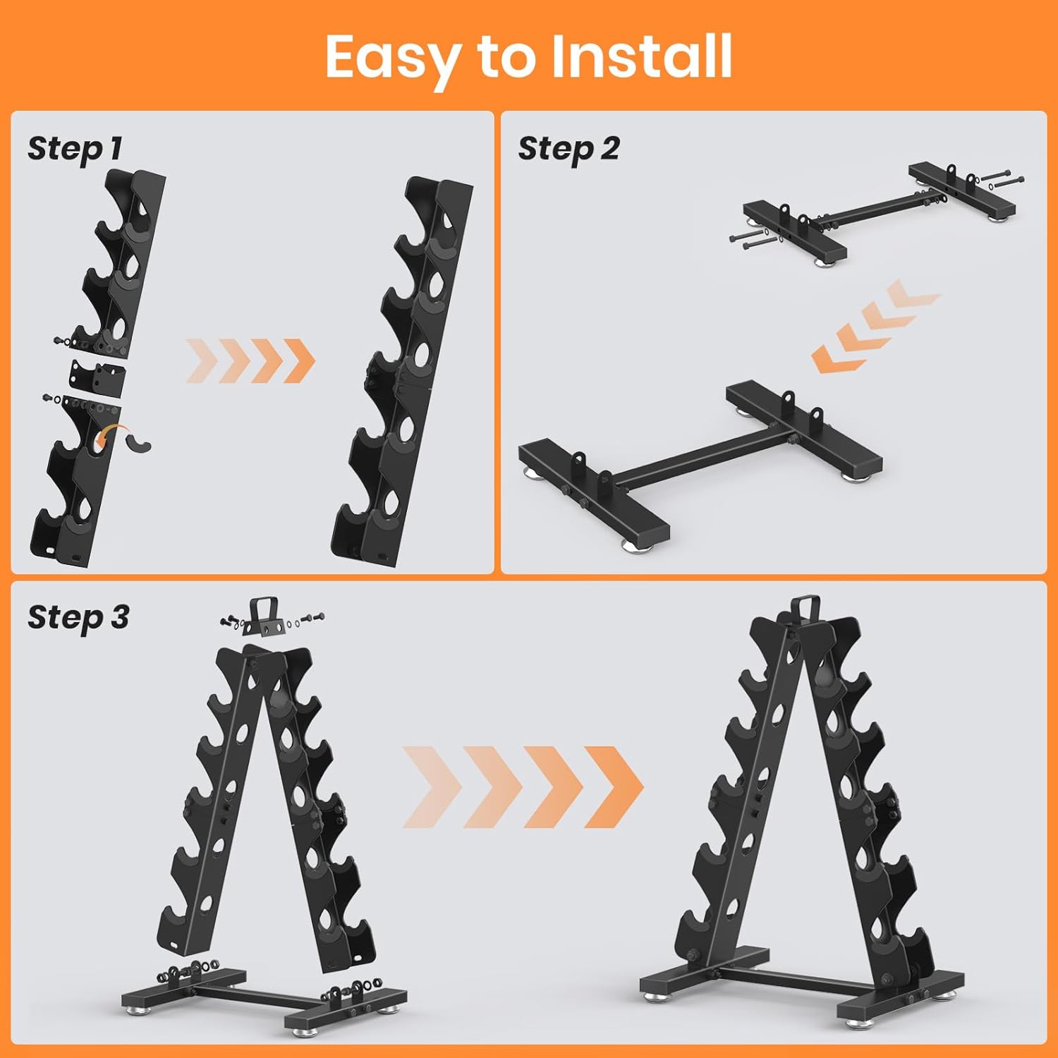 TomCare Dumbbell Rack - 6-Tier A-Frame Weight Storage Stand for Home Gym | Metal Holder with Handle