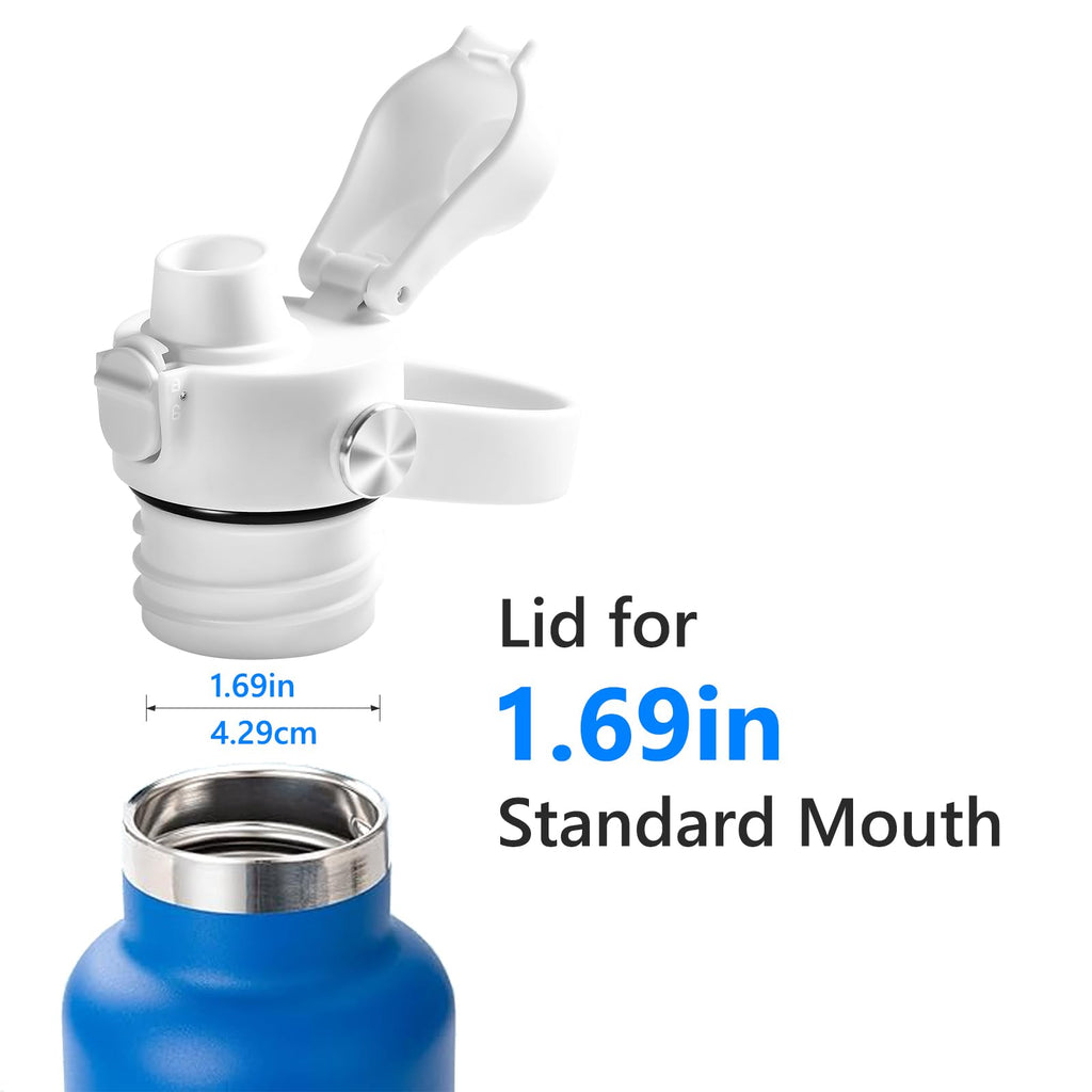 XACIOA Flip Lid for Hydroflask Standard Mouth, Replacement for Hydro Flask Lid, Spout Cap for Narrow Mouth Water Bottle for Simple Modern Iron Flask Accessories, BPA Free, White