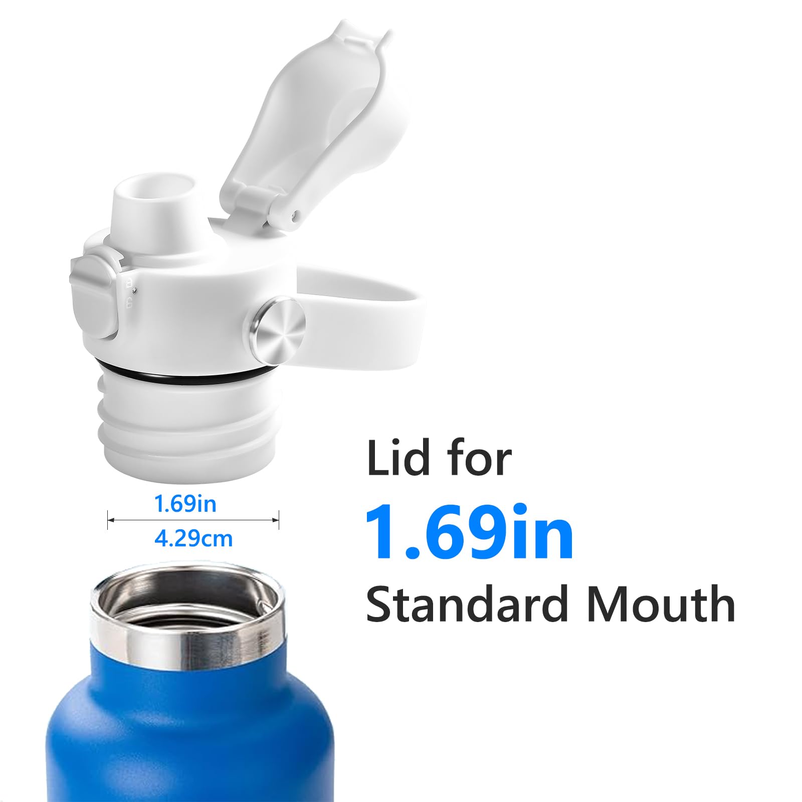 XACIOA Flip Lid for Hydroflask Standard Mouth, Replacement for Hydro Flask Lid, Spout Cap for Narrow Mouth Water Bottle for Simple Modern Iron Flask Accessories, BPA Free, White