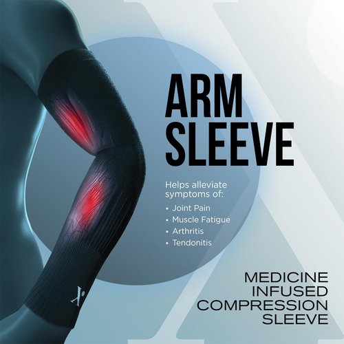 NUFABRX Medicine-Infused Pain Relieving Arm and Elbow Compression Sleeve for Men and Women with Arm/Elbow Pain, Arthritis, Tennis Elbow, Muscle Pain, and Muscle Soreness (1)