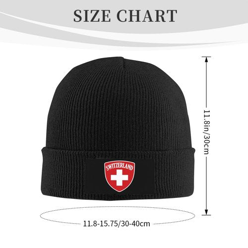 KOSUES Switzerland Coat of Arms Suisse 1291 Stretchy Knit Beanie Hat Unisex Warm Knitted Hats Winter Ski Skull Caps Acrylic Knit Stocking Cuffed Cap Cold Weather Watch Cap for Hiking Skiing Red