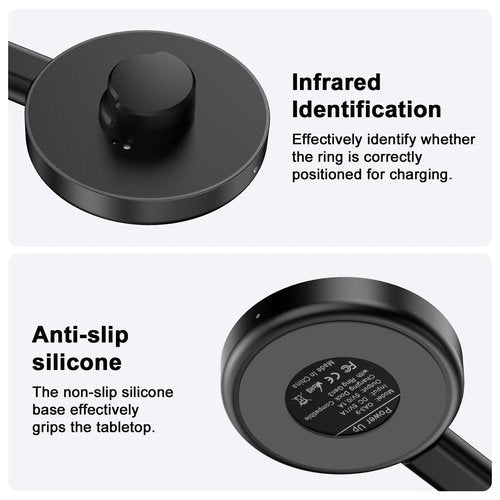 Underhub Compatible with Oura Ring Gen (Size 9) Charger Fast Charging Dock with Infrared Sensing, Auto Stop Protection, Indicator, Non-Slip Base, Charger for Smart Ring Includes 59 Inch USB-C Cable