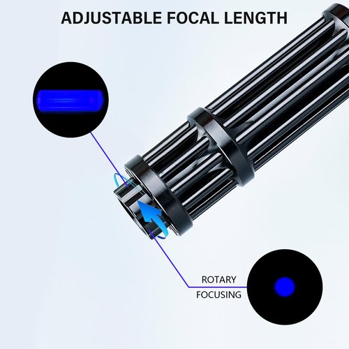 Blue Rechargeable LED Outdoor Flashlight, 6 Light Modes, Zoomable and Waterproof, Perfect for Camping, Hiking, and Fishing (USB)
