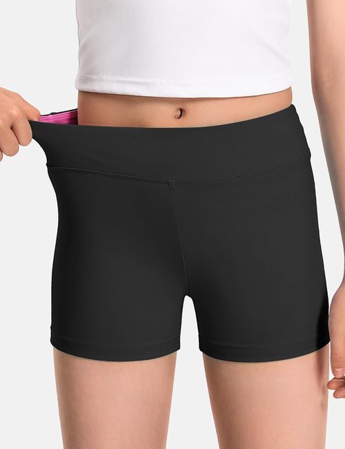 JOCMIC Girls' Athletic Shorts - 3 Pack for Dance, Gymnastics & Yoga | Ages 4-12, Comfortable Fit