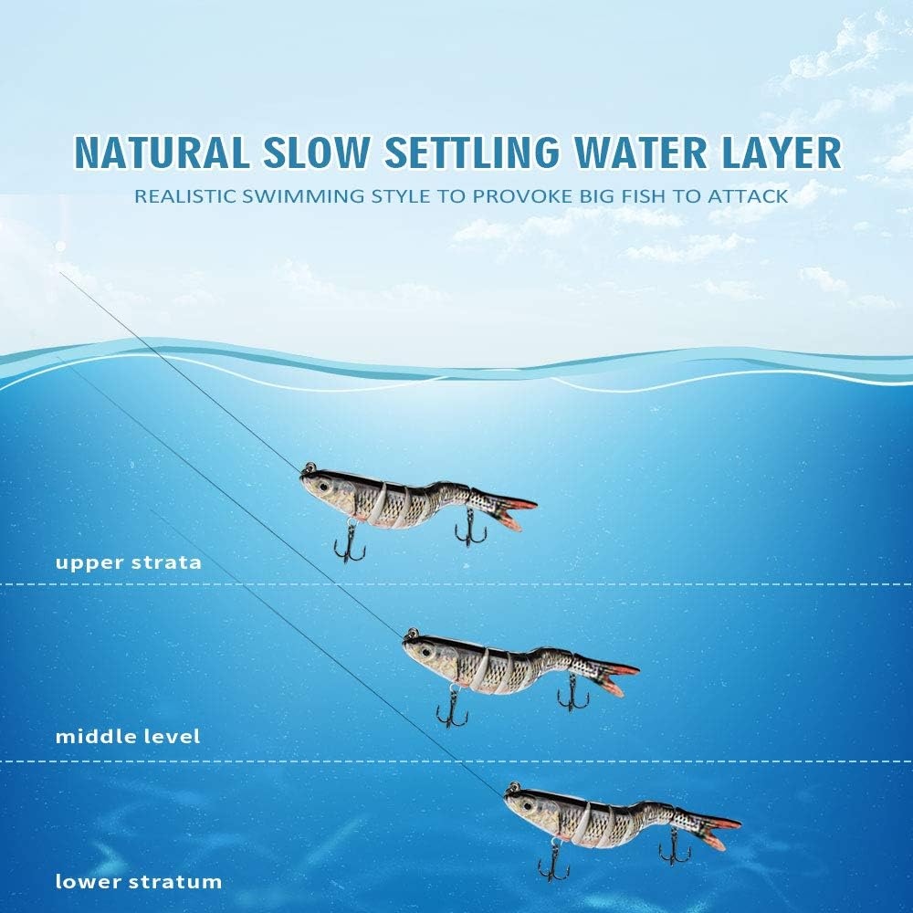 ODS Lure Fishing Bait - Multi-Jointed Swimbaits with Hooks | Complete Tackle Kit for Bass