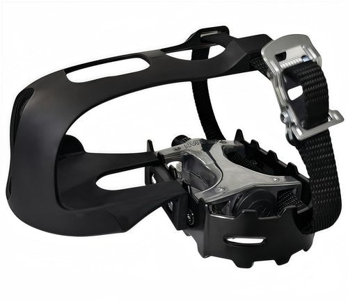YBEKI Pro-Grade Spin Bike Pedals with Toe Clips & 4D Adjustable Straps - 9/16" Alloy Spindle for Mountain Road Bikes/Peloton/Schwinn/Sunny Bikes | 500lb Load Capacity + 12-Month Warranty
