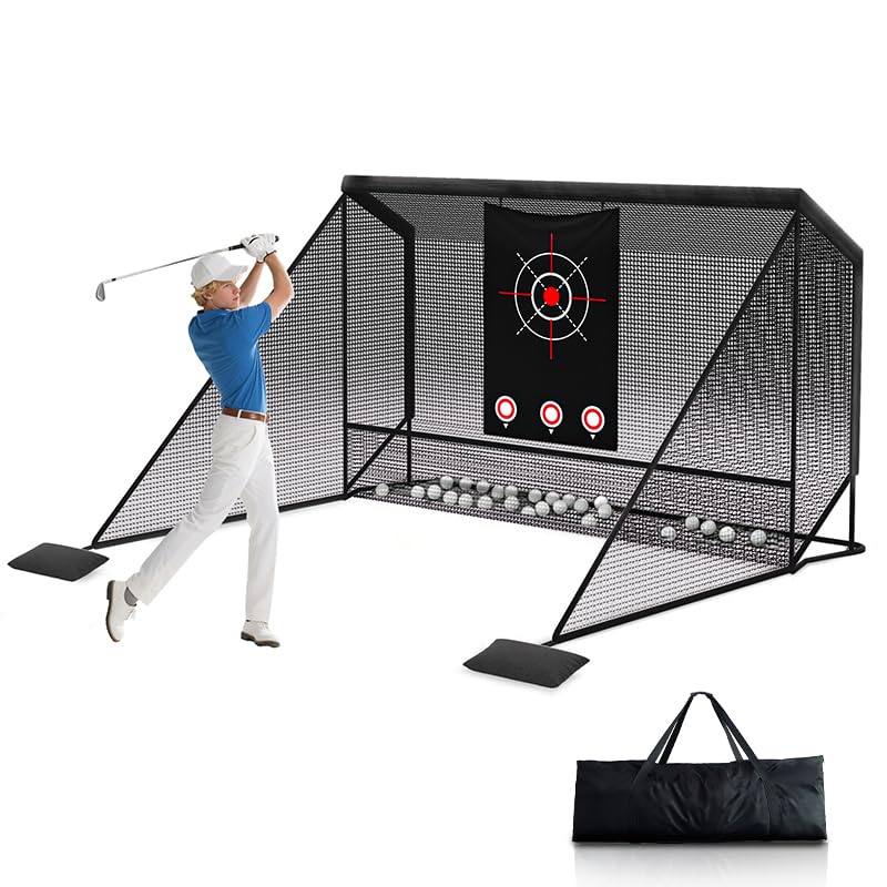 10x7ft Golf Hitting Practice Net with Side Barriers & Heavy Duty Steel Frame