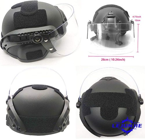 LEJUNJIE Tactical MICH 2000 Fast Helmet with Clear Riot Visor Face Shield Sliding Goggles for Airsoft Paintball CS War Games Outdoor Sports
