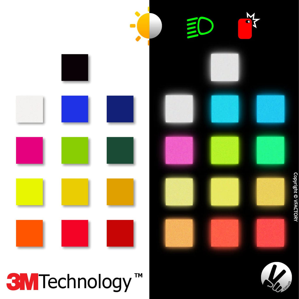 VFLUO - Reflective Sticker Sheet for Bike, Motorcycle, Scooter, Helmets, Stroller/Multi-use - DIY Adhesive board - FLUO REFLECTIVE - High Visibility - Discreet - Optimised adhesion
