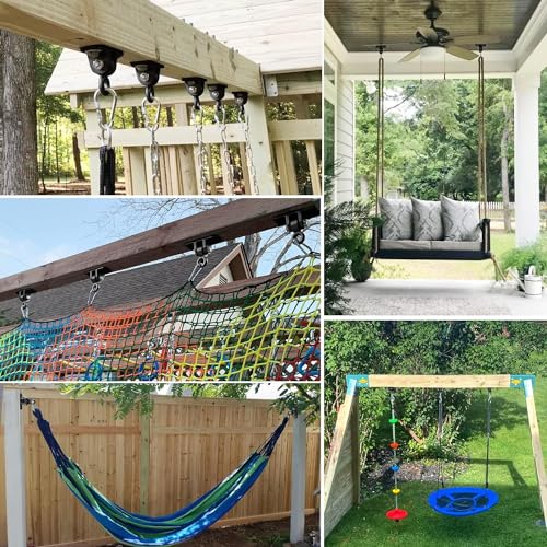 BETOOLL Heavy Duty Swing Hangers Set of 8 Black - Playground, Porch, Yoga, Indoor Outdoor