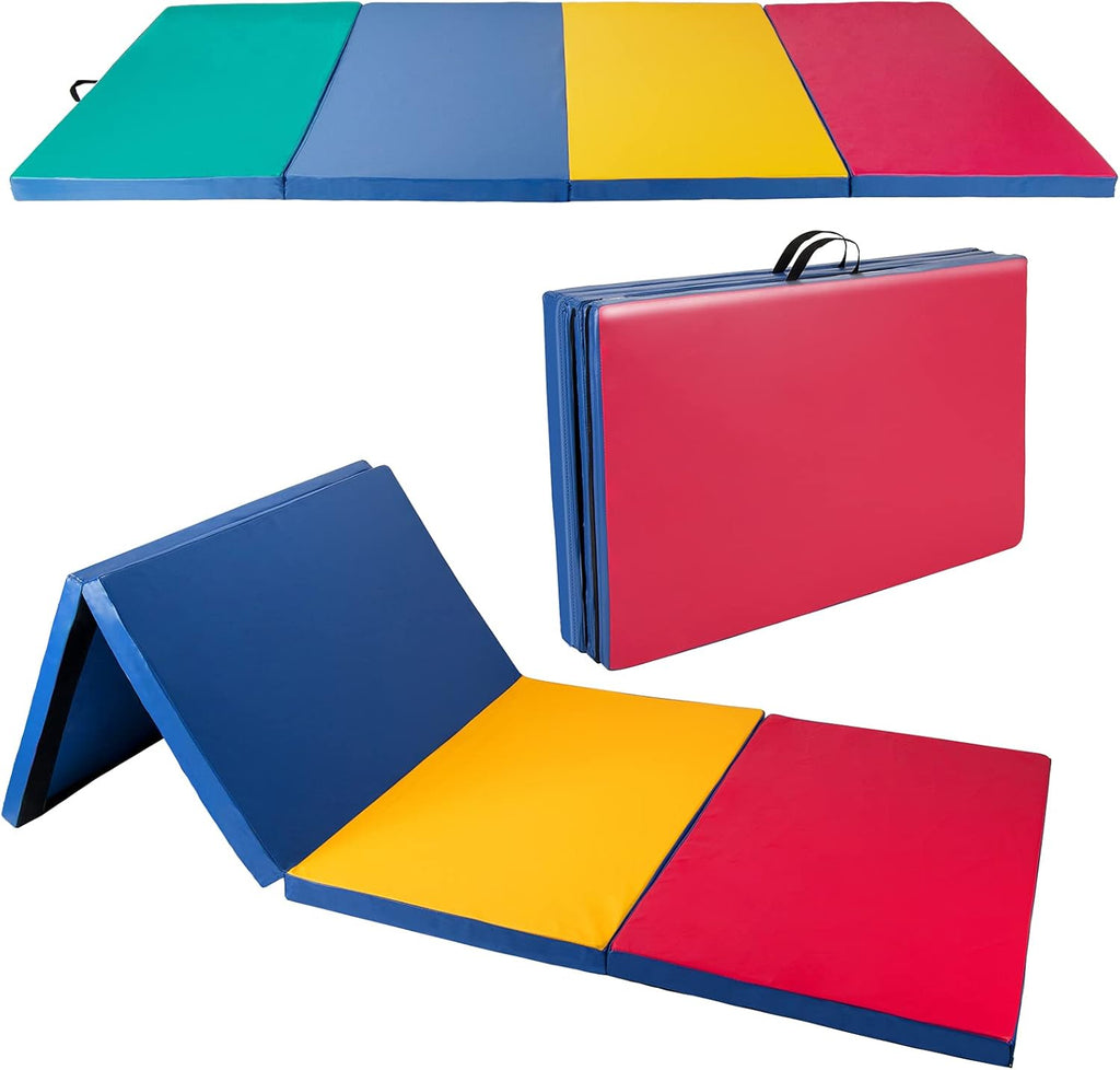 Polar Aurora Folding Gymnastics Exercise Mat - 4' x 8' x 2" Thick for Yoga & Aerobics