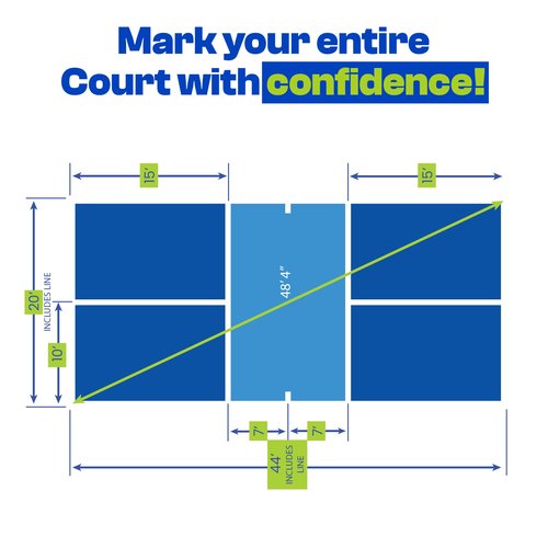 Pickleball Court Marking Kit | Pre-Measured, Pre-Cut, Ready-to-Apply Pickleball Court Tape Lines for Indoor, Outdoor, Waterproof, Easy Setup, No Residue, Temporary, Permanent, Floor Markers