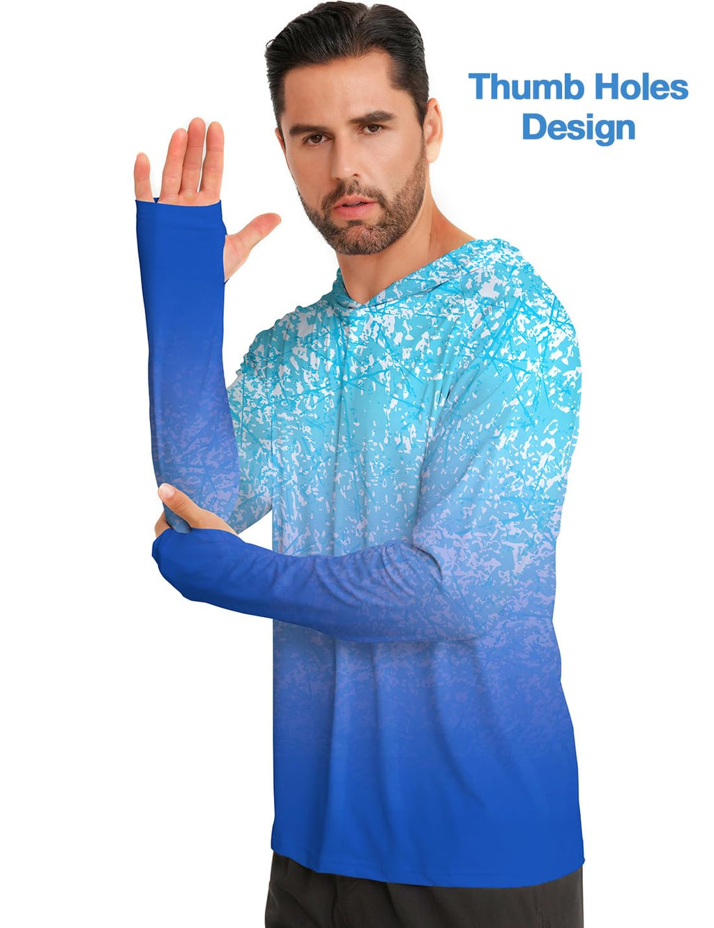 iCKER Men's Sun Protection Hoodie Shirt UPF 50+ Rash Guards Long Sleeve SPF UV Fishing Running Swimming Outdoor Shirts-S049-Large