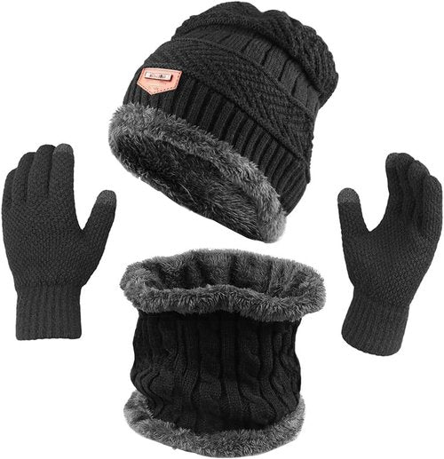 KRATARC Winter Warm Scarf, Beanie Hat, Knit Gloves & Neck Gaiter Set for Adults | Outdoor Essentials