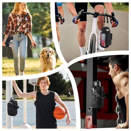 Lwuey Magnetic Gym Bag Sling Bag for Men, Magnetic Sling Pocket Bottle Holder with 6 strong magnets and Adjustable Strap for Travel, Fitness, Sports