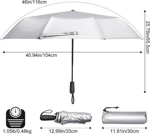 G4Free Travel Umbrella - 46 Inch UV Protection | Windproof Double Layer Design