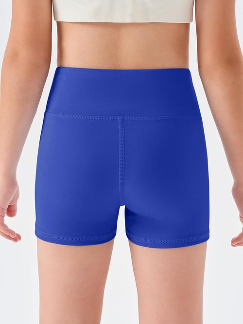 Haloumoning Girls Athletic Shorts - High Waisted Gymnastics & Dance Biker Shorts | 3 Pack, Ages 5-14