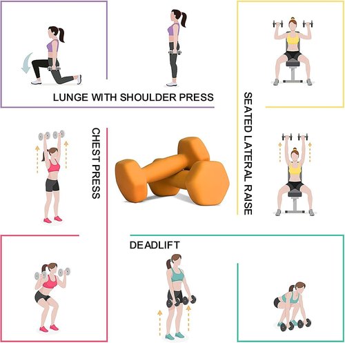 Balelinko Home Gym Equipment Workouts Strength Training Weight Loss Pilates Weights Yoga Sets Free Weights for Women, Men, Seniors and Youth, 6LB Orange
