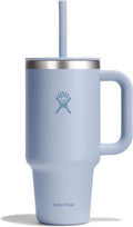 Hydro Flask Travel Tumbler - Insulated Stainless Steel with Handle, Lid & Straw | 32 Oz Surf Blue