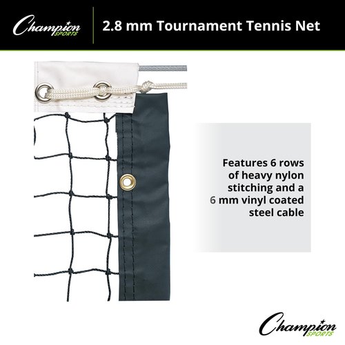 Champion Sports Tournament Polyethylene Tennis Nets, 2.8mm