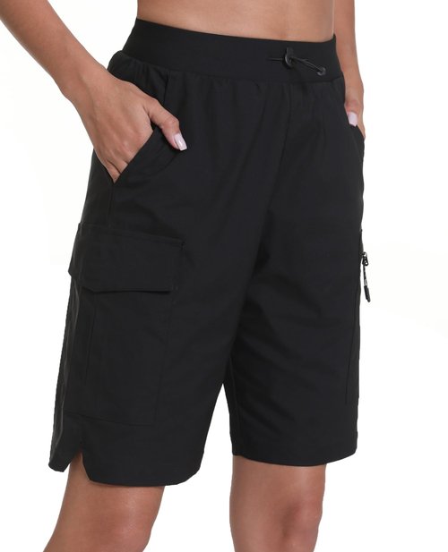 zsenoxaxi Women's Hiking Cargo Shorts Quick Dry Lightweight Shorts for Travel Athletic(Black,XXXL)