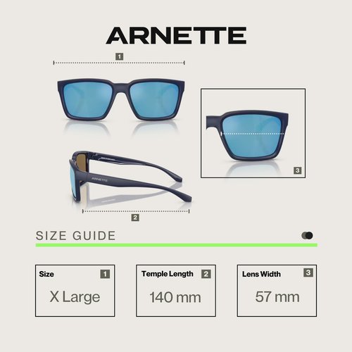 ARNETTE Plot Twist AN4346 275922 57MM Dark Blue Top Matte/Shiny/Dark Grey Mirror Water Polarized Square Sunglasses for Men +Bundle with Accessory Eyewear Kit