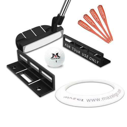 MAZEL Golf Alignment Putting Training Aids - Golf Putting Path Tool for Consistency & Accuracy - Include Putts Gates,Ring & Tees (Black)