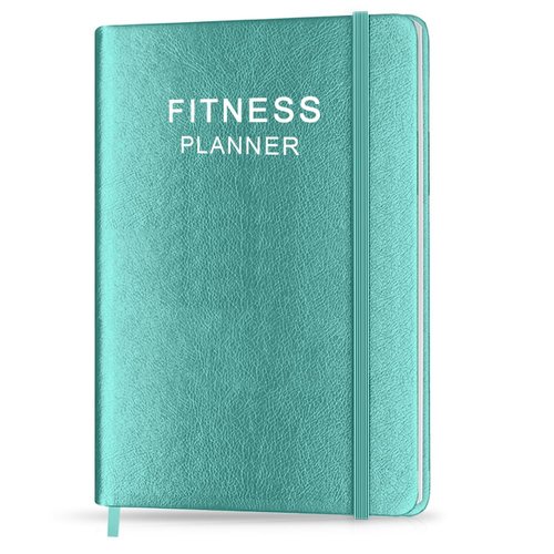 Fitness Planner - Workout Planner for Woman and Man - A5 Hardcover Workout Journal/Planner to Track Weight Loss, GYM, Bodybuilding Progress - Daily Health & Wellness Tracker, Teal