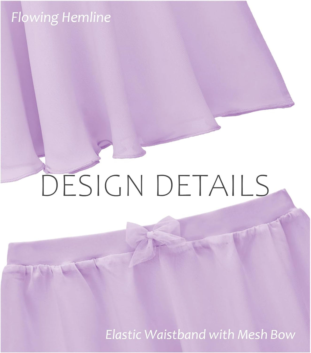 Stelle Girls Ballet Skirt - Chiffon Dance Skirt with Mesh Bowknot | Elastic Waist, Comfortable Fit