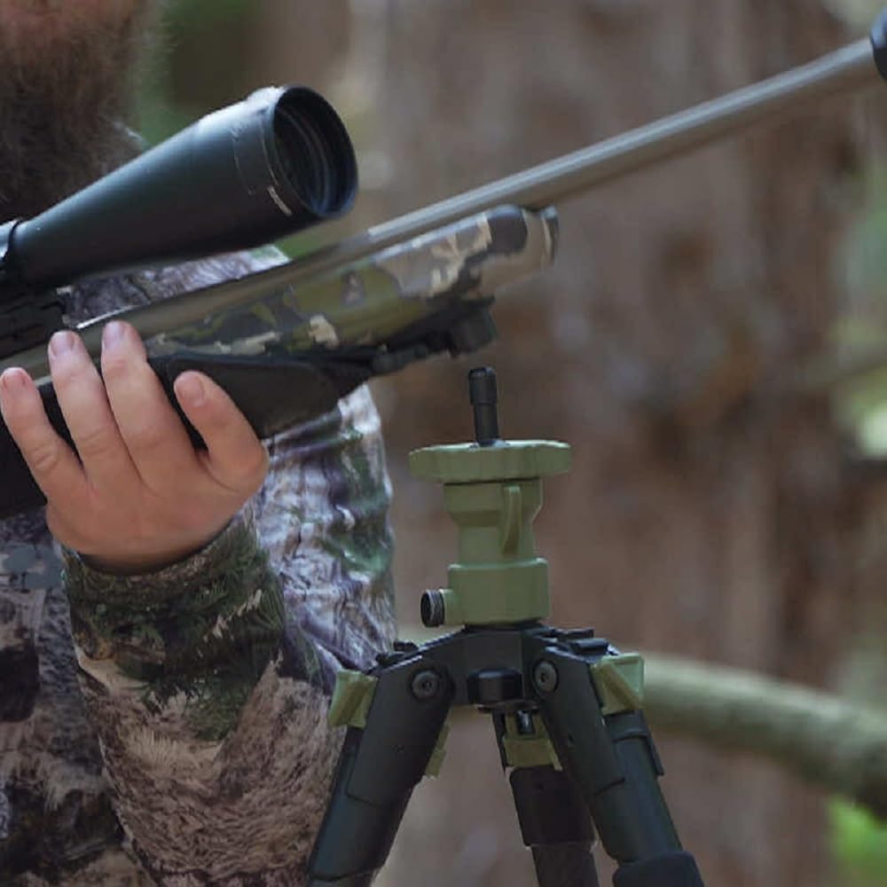 Primos Hunting Edge Carbon Fiber Tripod Shooting Stick with Magnaswitch, Lightweight and Adjustable Hunting Shooting Support with 360° Panning in Dark Earth