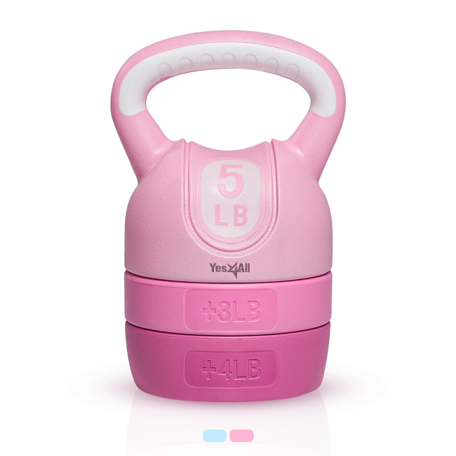 Yes4All Adjustable Kettlebell for Women – Pink Home Gym Set, 5lb–12lb Adjustable Weight, Compact Kettlebell Set for Strength Training
