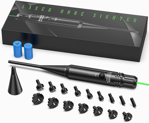 EZshoot Bore Sight Kit - Green/Red Laser Sight for .17 to 12GA Rifles & Pistols | Easy Big Button Operation