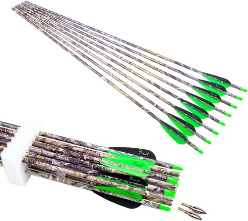 Archery Carbon Hunting Arrows - 28" to 30" Spine 300-400 for Compound & Recurve Bow | Pack of 12