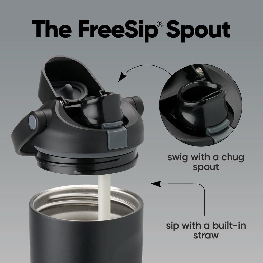 Owala FreeSip Sway - 40-Oz. Stainless Steel Water Bottle - Sleek Black Finish