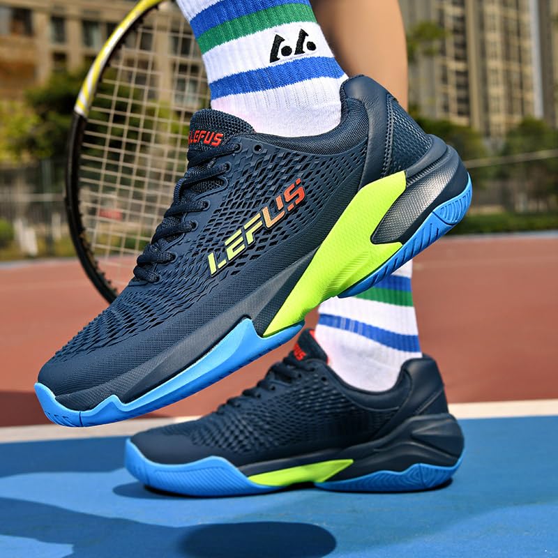 Men's & Women's Anti-Slip Court Shoes for Tennis, Pickleball – Blue, US 9/10.5