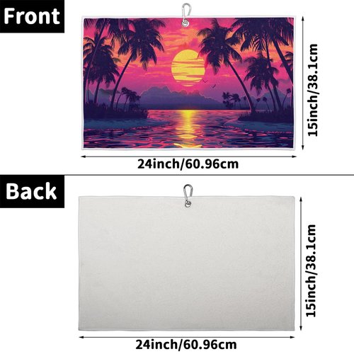 Pardick Golf Towel for Men Women Beach Palm Flower Golf Towels for Golf Bags with Clip Microfiber Fabric Clean Golf Balls Accessories Great Funny Gifts Golfs Club Fan 24 x 15in