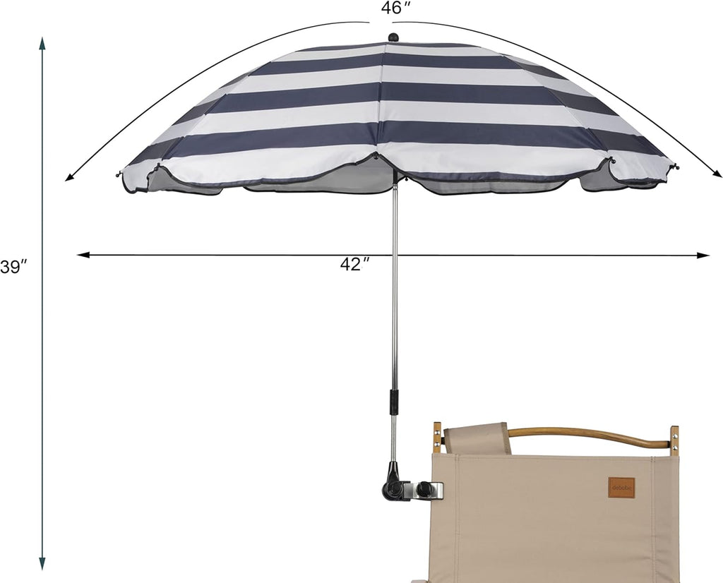 Skiennix Chair Umbrella - 46 Inch UPF 50+ Clip-On Parasol for Patio, Beach, Strollers & Golf Carts