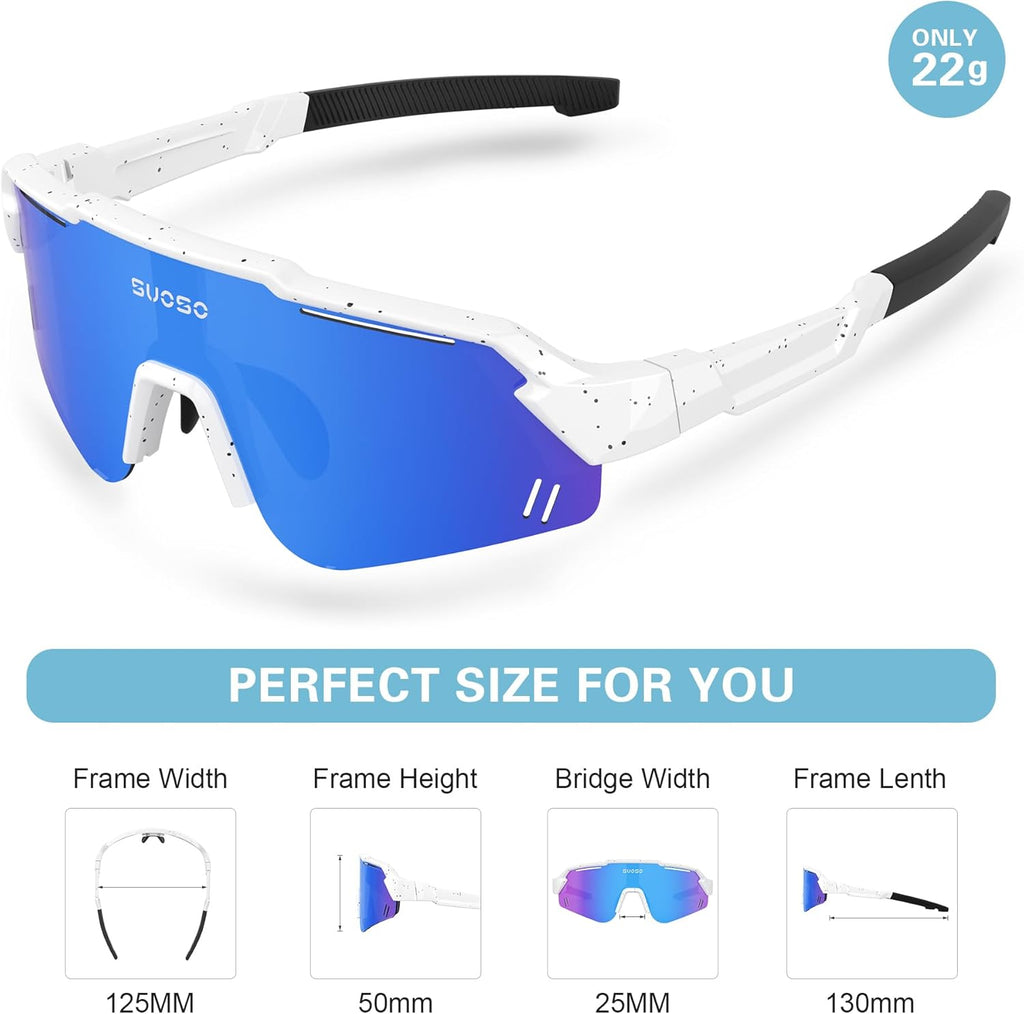 Suoso Kids Polarized Sunglasses - Lightweight Baseball & Cycling Glasses for Ages 6-12